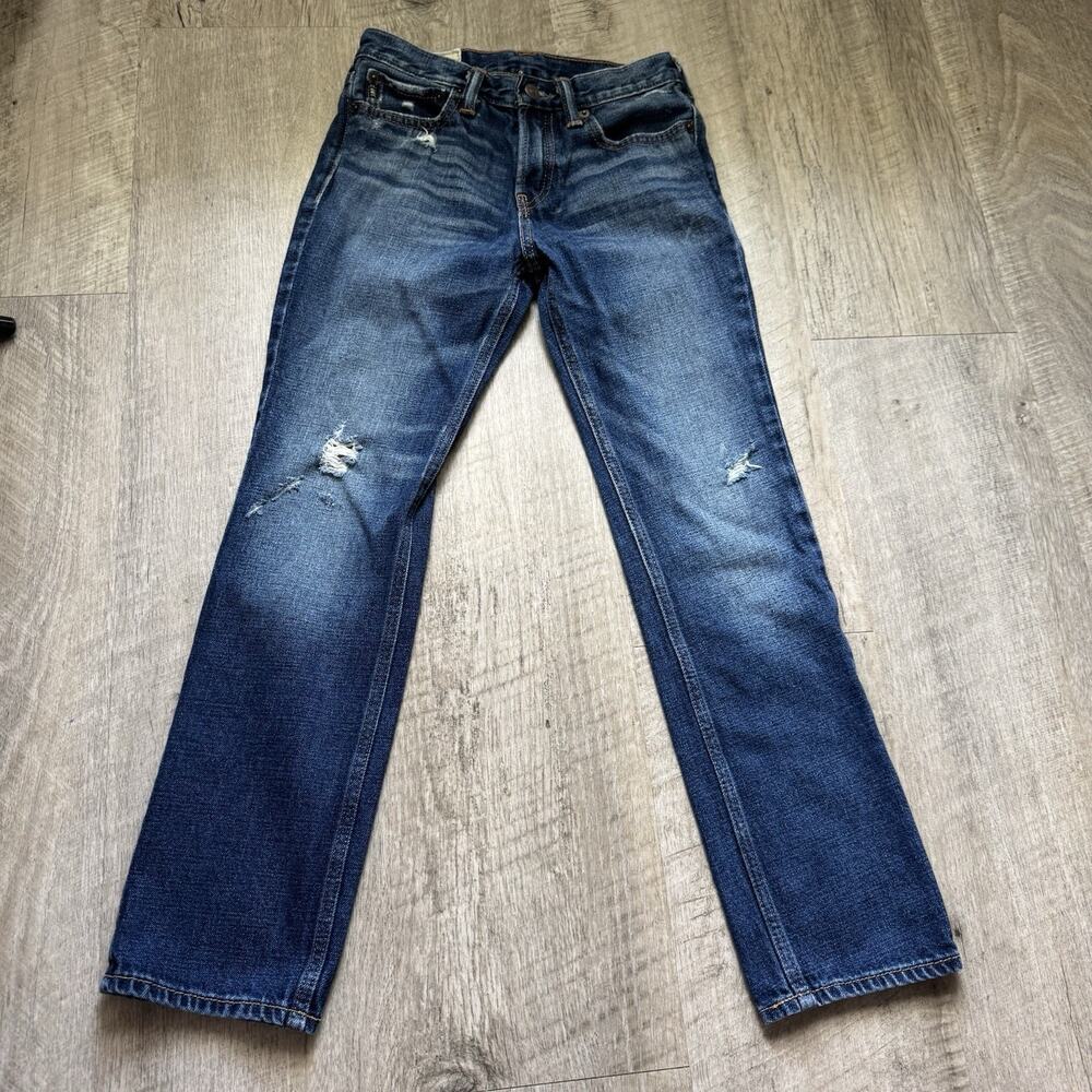 Abercrombie Boys Distressed Dark Wash Skinny Jeans Slim Fit Sz 12 Youth Boys